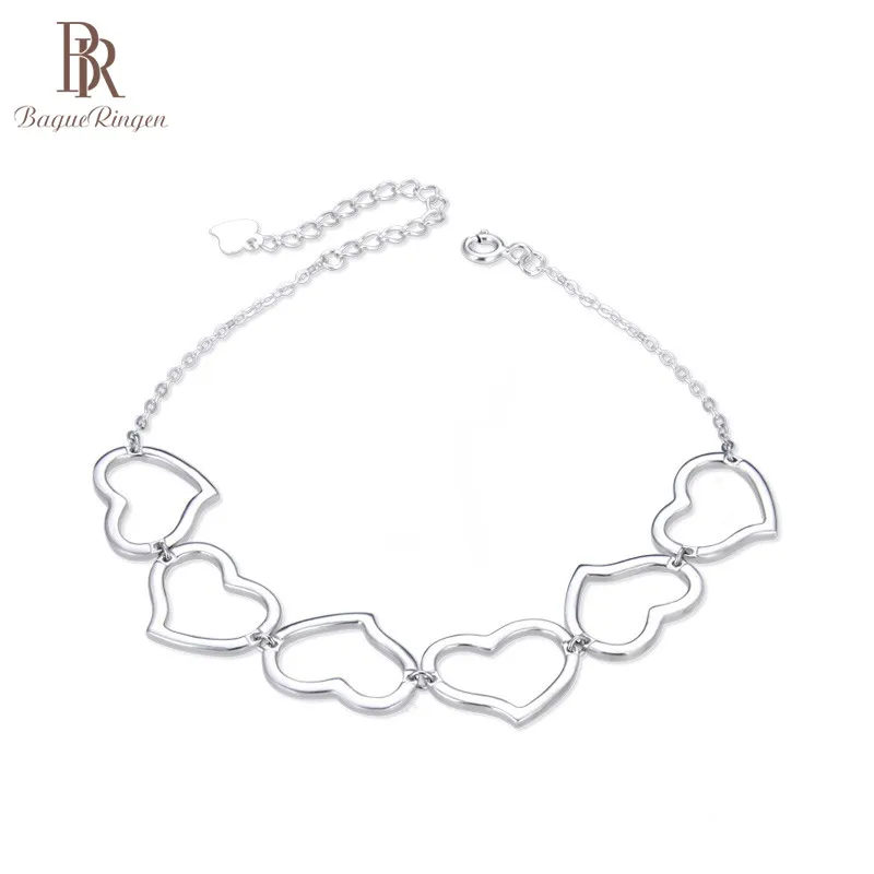 

Bague Ringen Trendy Hollow Heart Bracelet for Women Real Sterling Silver 925 Jewelry for Anniversary Girl Valentine's Day gift