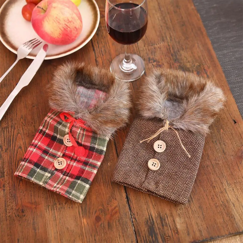 

1pc Christmas Wine Bottle Dust Cover Bag Santa Claus Noel Dinner Table Decor Christmas New Year Decoration For Home F6j3