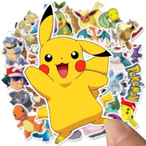 50pcs pokemon waterproof cartoon childrens toys mixed sticker skateboard car bicycle mobile phone laptop travel bag funny graff free global shipping