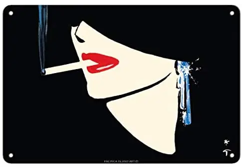 

The Cigarette Lady Smoking - Art Nouveau Poster by René Gruau Metal Tin Sign