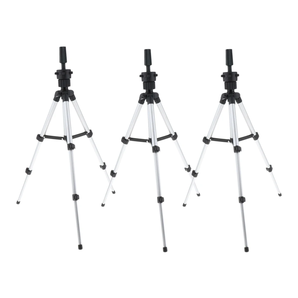 

3x Heavy Duty Wig Mannequin Tripod Aluminum Travel Makeup Head Stand 11-21''