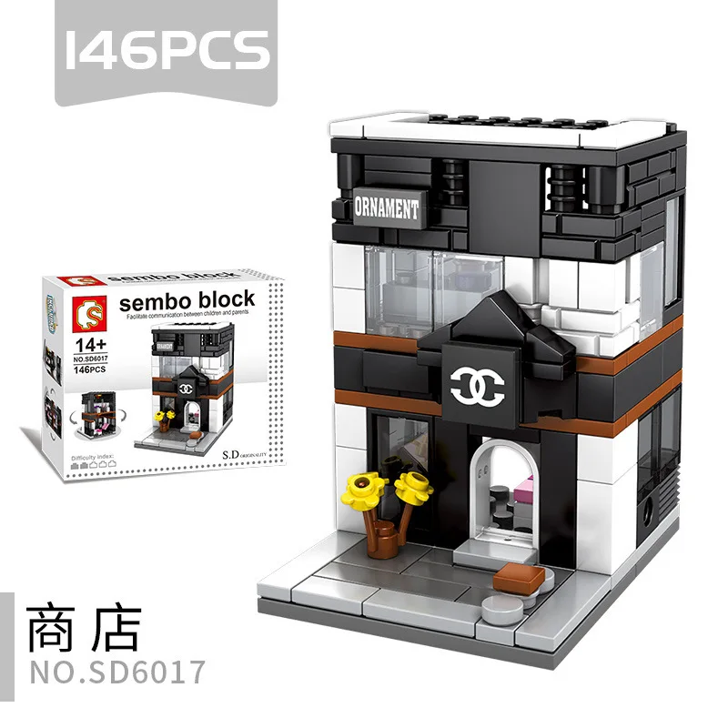 Sembo целая серия мини Магазин уличного вида игрушки Кирпичи playmobil Друзья Мини