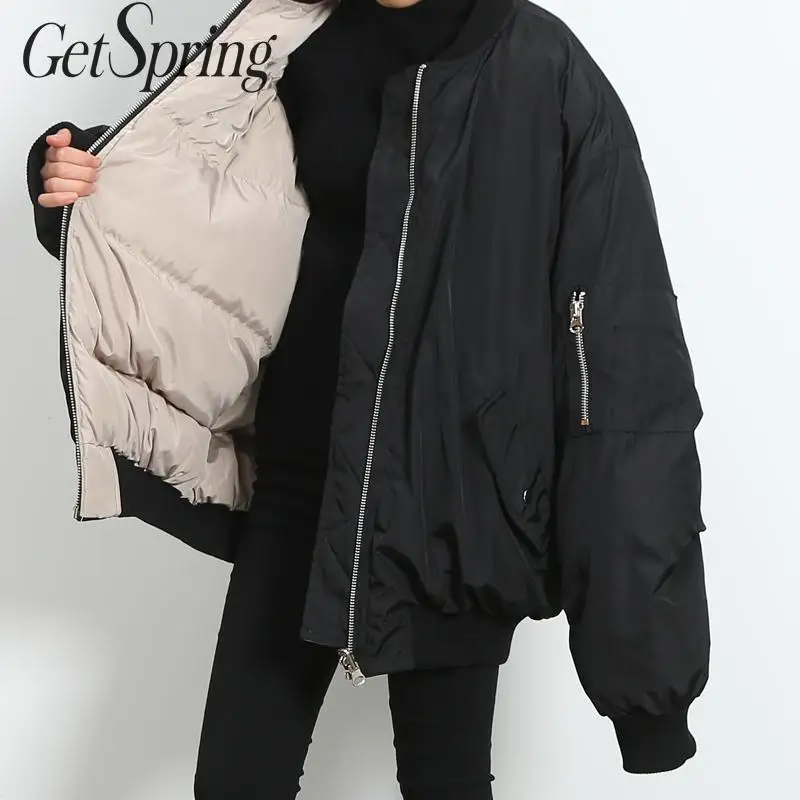GetSpring Женская куртка женские зимние куртки пальто двусторонняя одежда модная