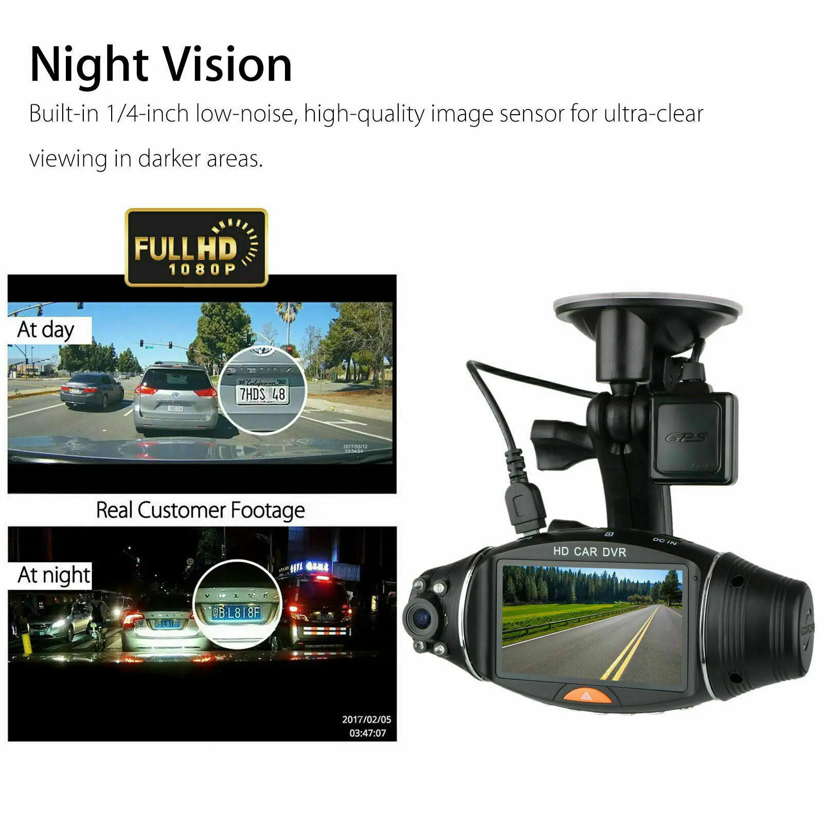 Автомобильный видеорегистратор с двумя объективами Full HD 1080P 2 7 дюйма GPS камера