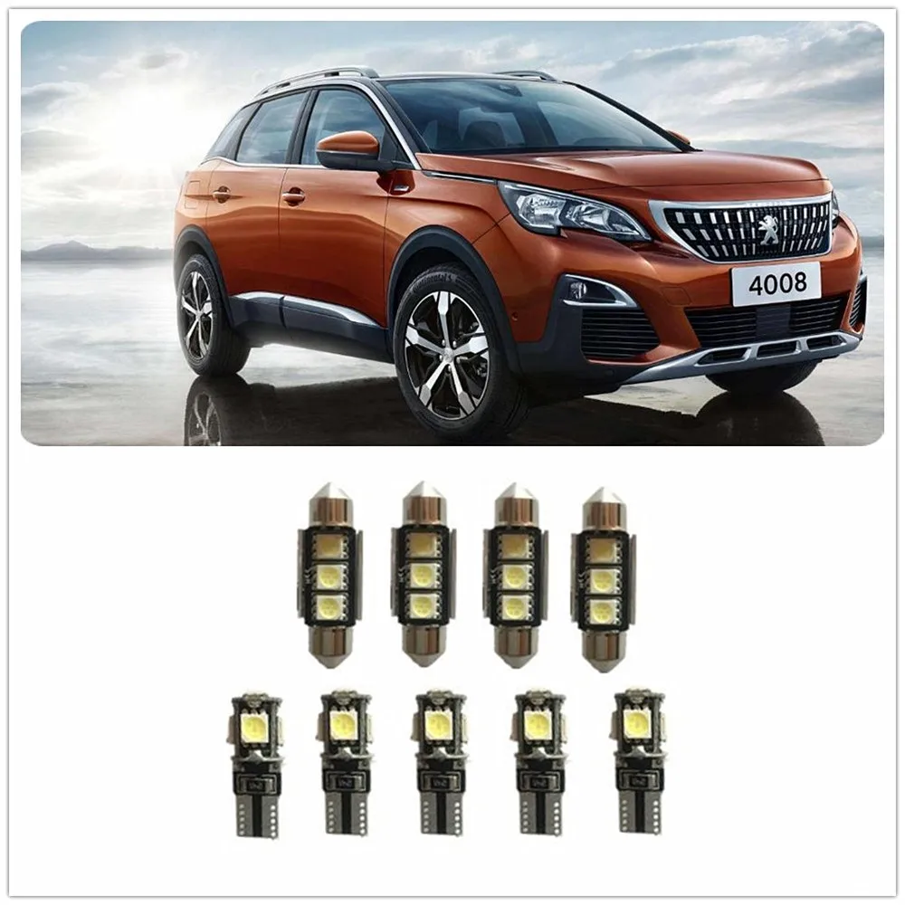9 шт. Белый светодиодный интерьер посылка комплект для Peugeot RCZ 205 206 207 208 GT 306 307 308 1990