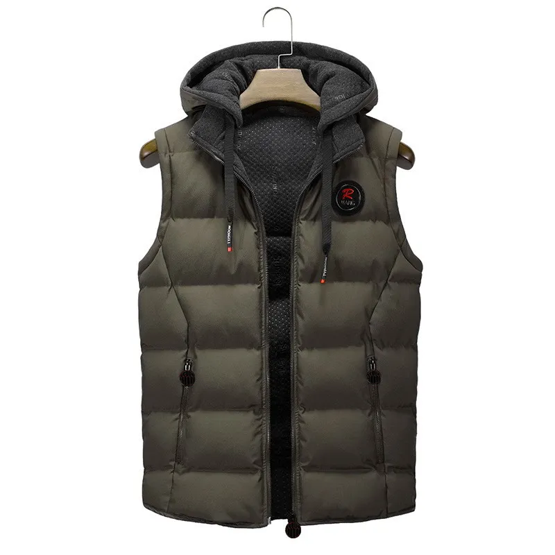 

Winter Vest Hooded Men's Sleeveless Jackets Down Vest Casual Waistcoat Streetwear Overcoat Hat Detachable Vest Wear on both side