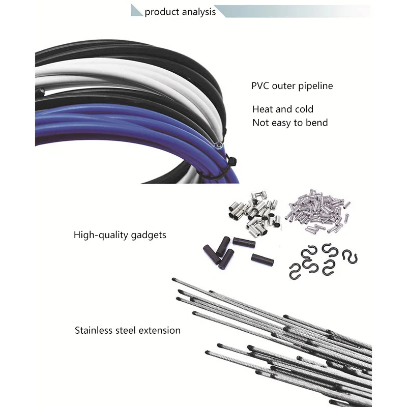 

Mountain Bike Brake Brake Cable Cable Wire and Cable End Crimps Kit Blue