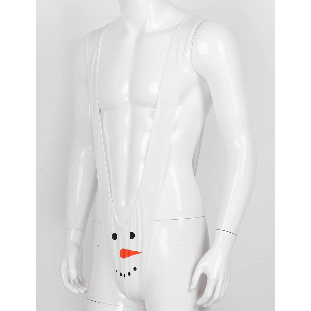 Мужские стринги Mankini с рождественским принтом снеговика Глубокий V-образный
