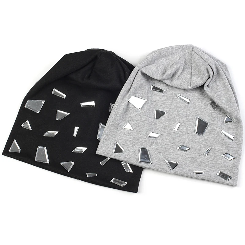 2020 New Women Casual Fashion Mirror Accessories Hats Spring Soft Ladies Beanies hat Winter Baggy Gorro cap | Аксессуары для
