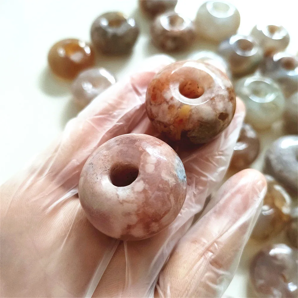 

25-35mm Genuine Natural Flower Agate Quartz Peace Buckle Crystal Pendant Round Healing Stone Reiki AAAAA Gifts