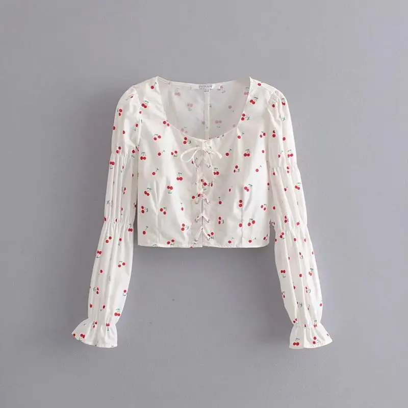 Женские короткие белые рубашки с принтом новинка 2020 модная Женская Весенняя