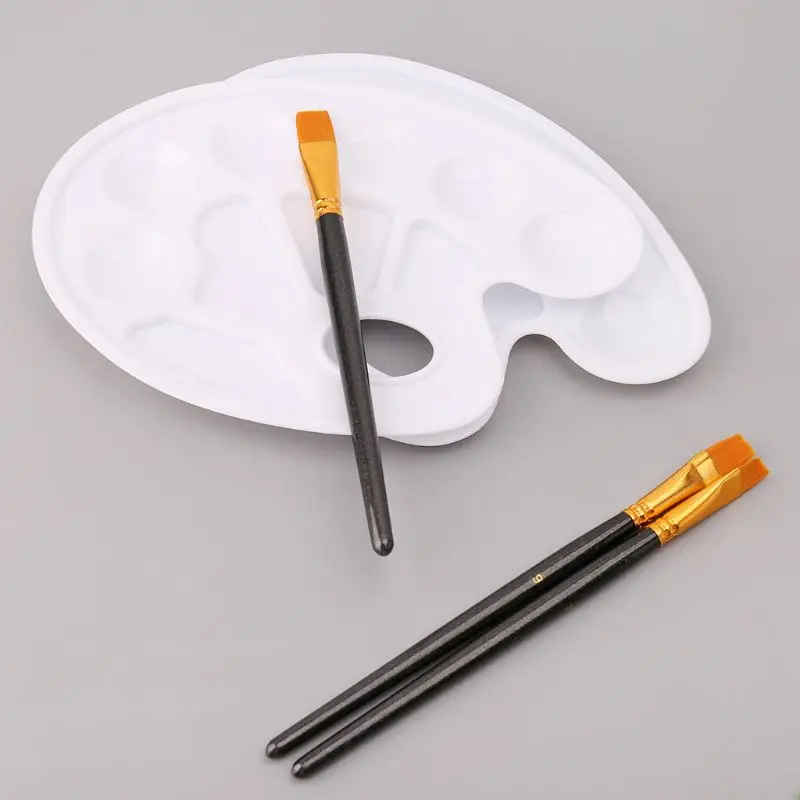 

12pcs/set Professional Paint Brush Nylon Hair Artist Brush With Mixing Palette Set For Acrylic Watercolor Oil Painting Supplies