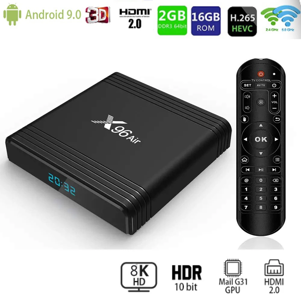 X96Air Android 9 0 ТВ коробка X96 воздуха QuadCore 2 4 и 5G двухъядерный процессор Wi Fi BT Поддержка