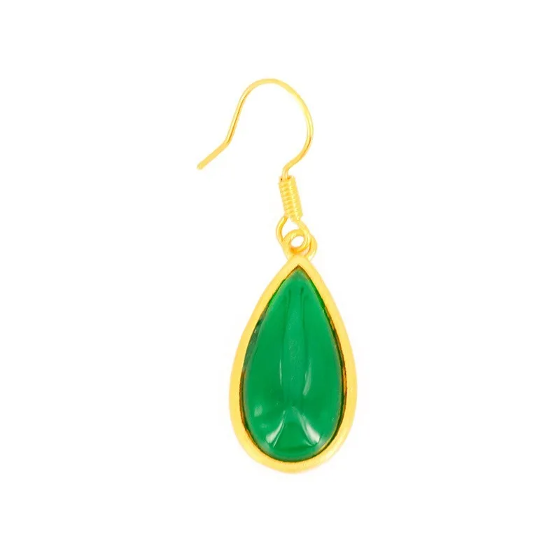 

Natural Green Hetian Jade Water Drop Earring 925 Silver Fashion Jewelry Chalcedony Amulet Gifts for Women