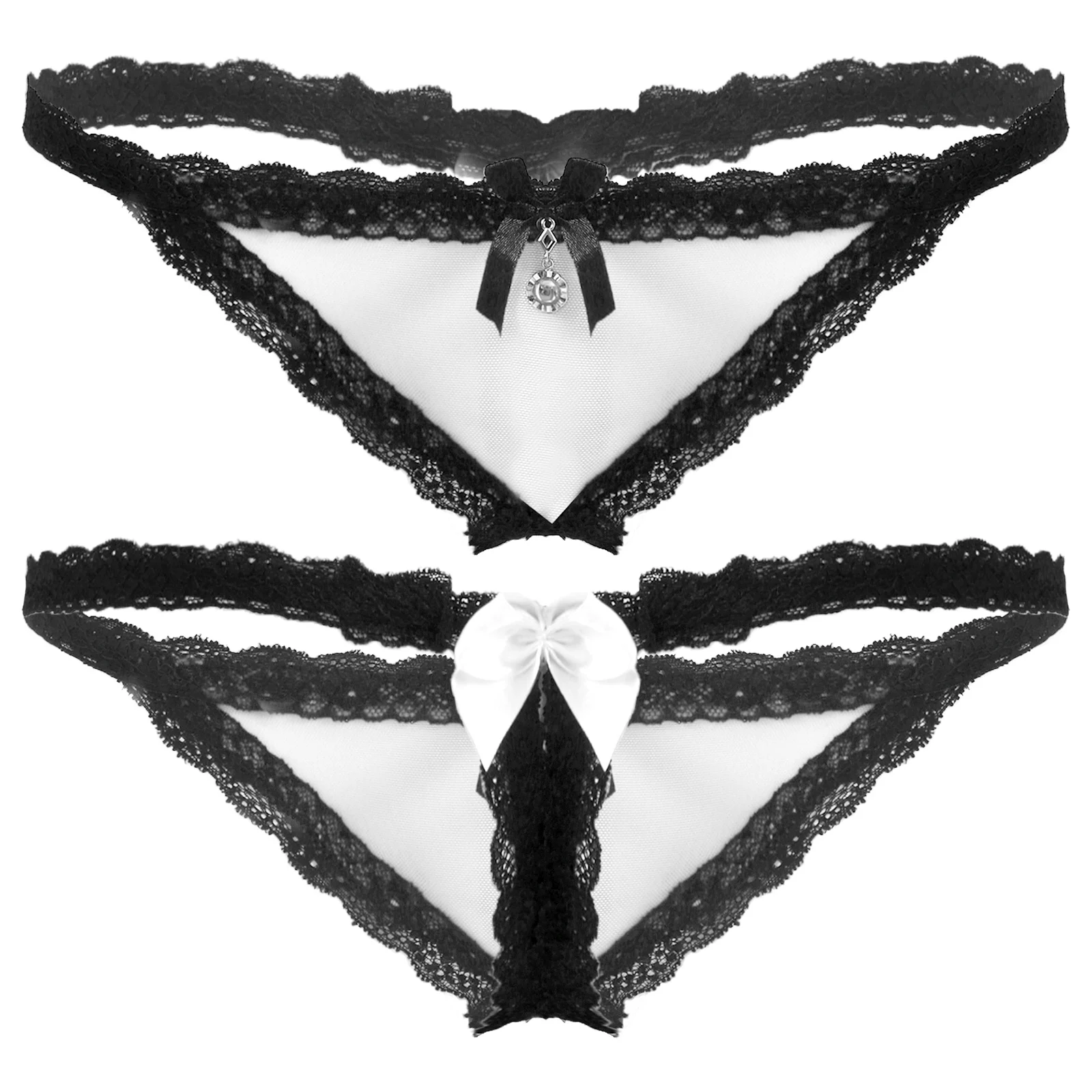 Мужские кружевные стринги с открытой промежностью нижнее белье прозрачные