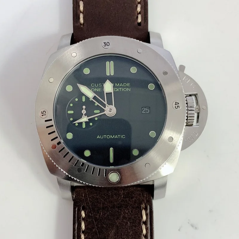 Новые мужские parnis 47 мм GMT кожаный ремешок Морская Чайка автоматические