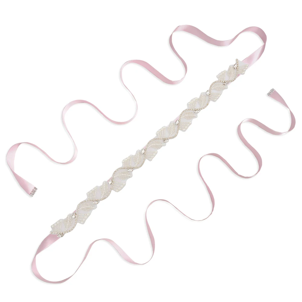 pink TRiXY S273 женские Стразы свадебное с жемчужными бусинами Ремни Пояса Кристалл Стразы Свадебный Пояс, лента аксессуары для свадебного платья - Цвет: pink