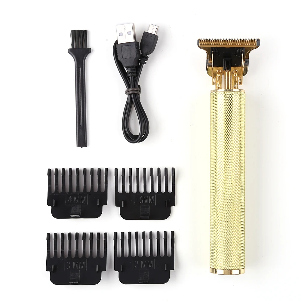 

USB Rechargeable Hair Trimmer Electric Beard Hair Clipper Metal Vintage Engraving Cutter Machine Men Household Salon Styling Too