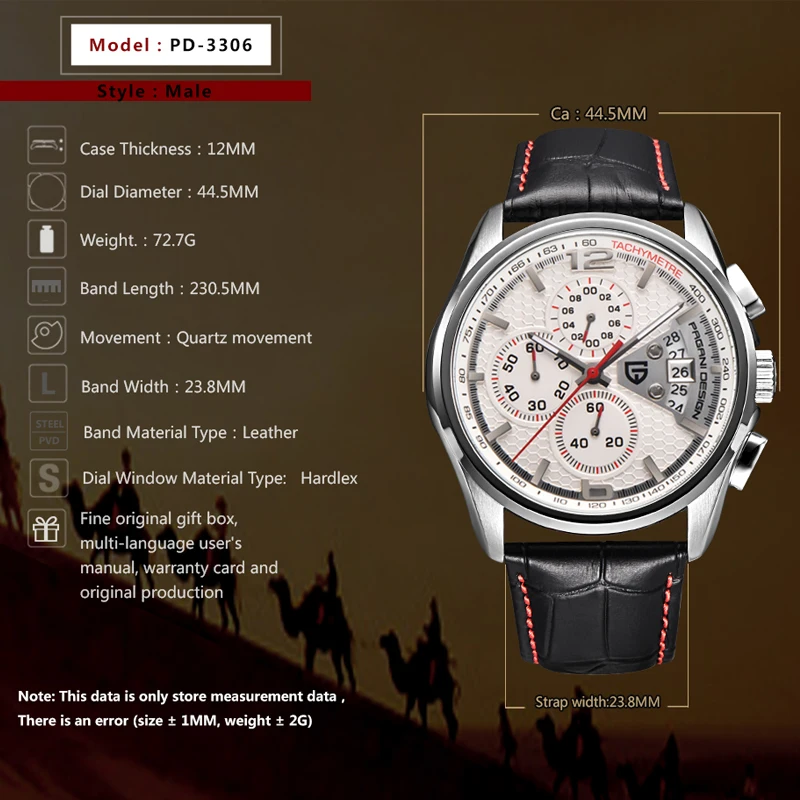 

PAGANI DESIGN PD 3306 Men Quartz Luxury Watches Fashion Timed Movement Military Watches Leather Quartz Watches relogio masculino