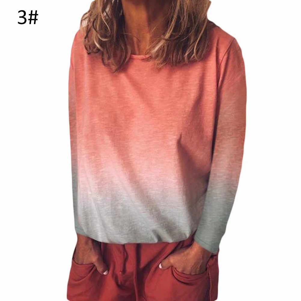 Модная футболка в стиле Харадзюку Женская Повседневная с радужным градиентом