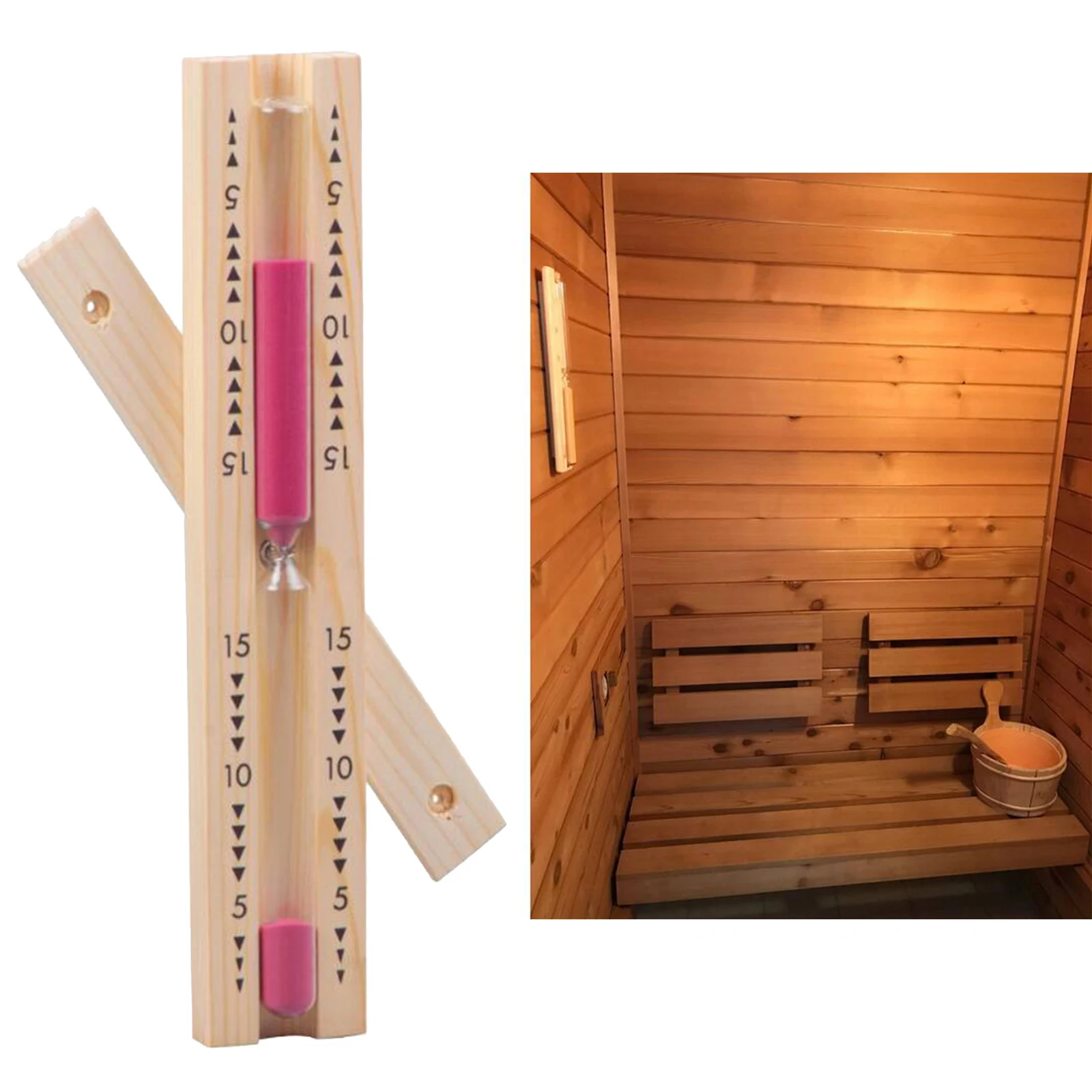 

Rotating Sauna Hourglass Pink Sand Timer 15 Minutes Sauna Room Accessories