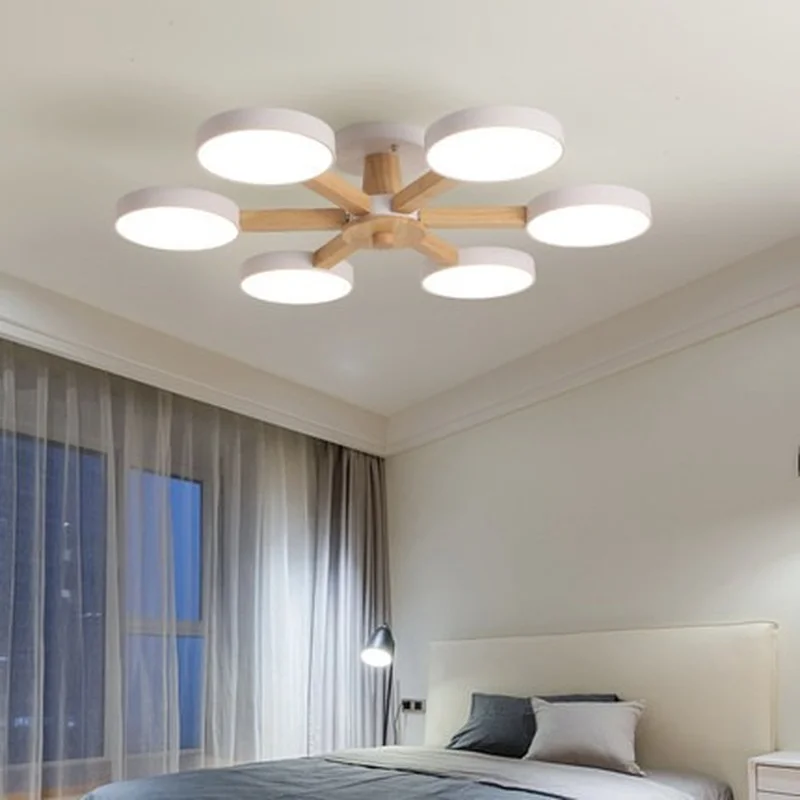 Скандинавская деревянная люстра лампы 3/6/8 светодиодный ные люстры для гостиной и