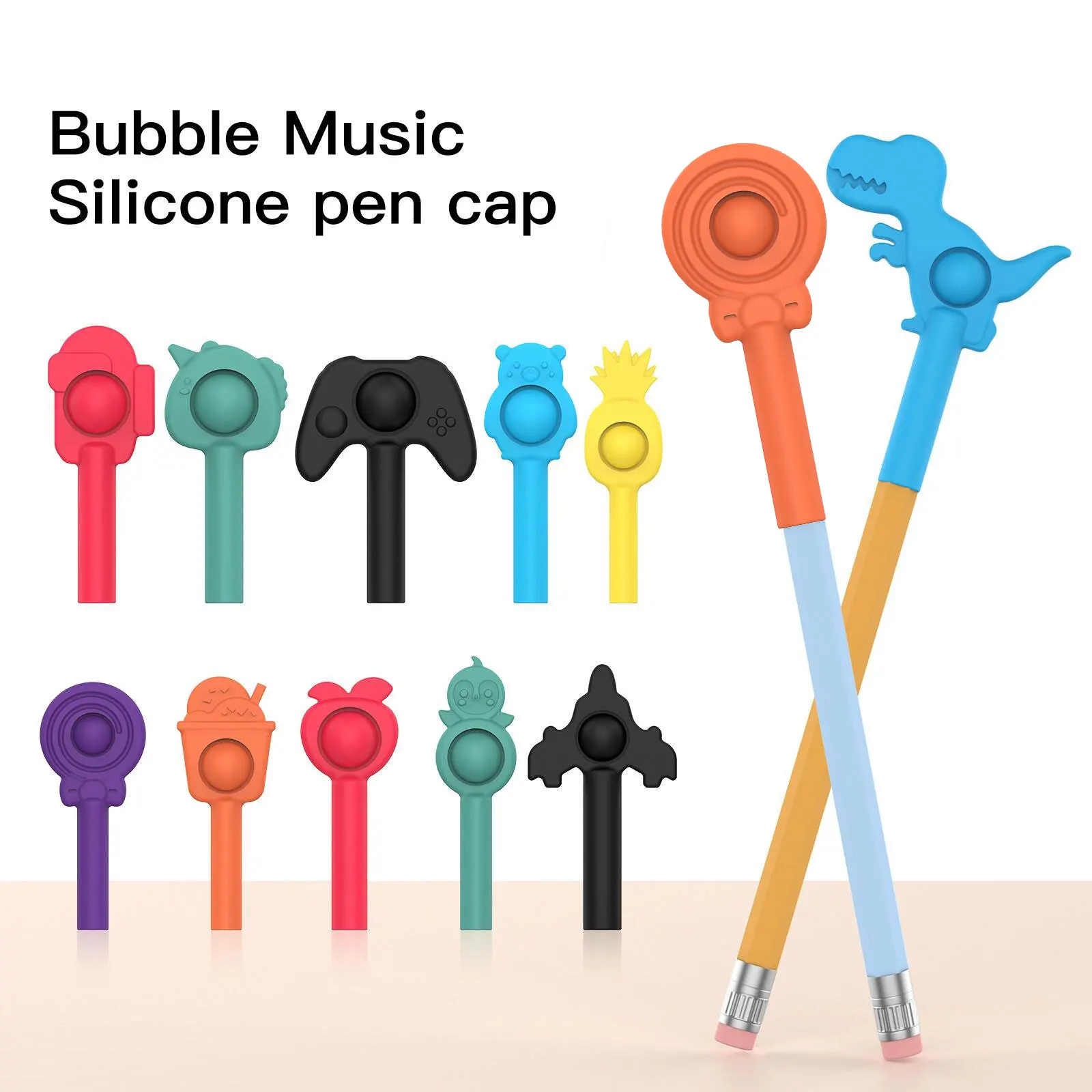 

Pen Cap Silicone Push Bubble Sensory Fidget Anti-Stress Toys For Children Adult Autism Reliever Stress Squeeze Toy Creative Gift