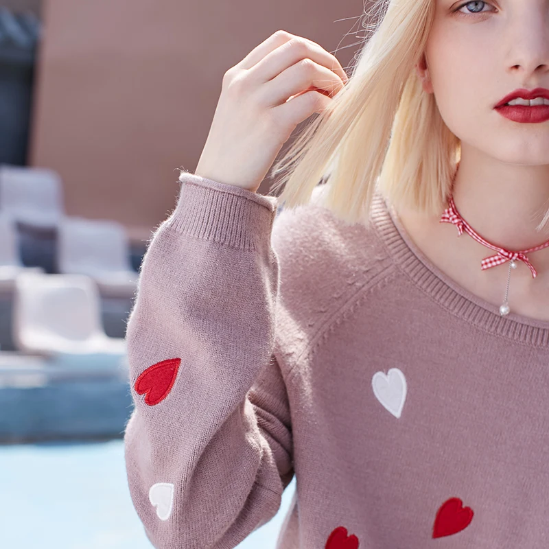Vero Moda свитер женский женский свитер с узором в виде сердца и открытыми плечами, свободный крой, шикарный | 318313505