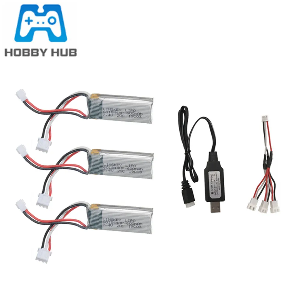 7 4 В 600 мАч 20C Lipo аккумулятор с USB зарядным устройством для WLtoys F959 XK 601844 A600 A700 A800 A430 RC