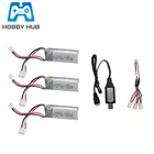 Аккумулятор 7,4 в 600 мА  ч 20C Lipo с зарядным устройством USB для WLtoys F959 XK DHC-2 A600 A700 A800 A430 RC автомобильные запчасти 2s 7,4 В Аккумулятор 601844