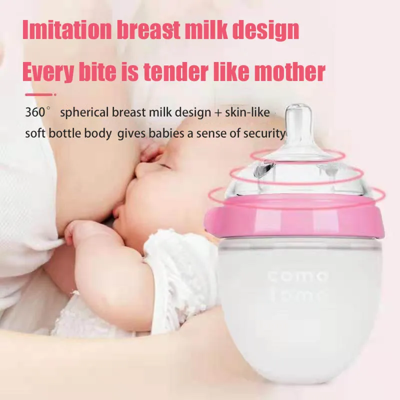 

150ML/250ml Comotomo Baby Anti-colic Silicone Imitation Breast Baby Milk Bottle Baby Feeder Baby Bottles Newborn Squeeze Bottle