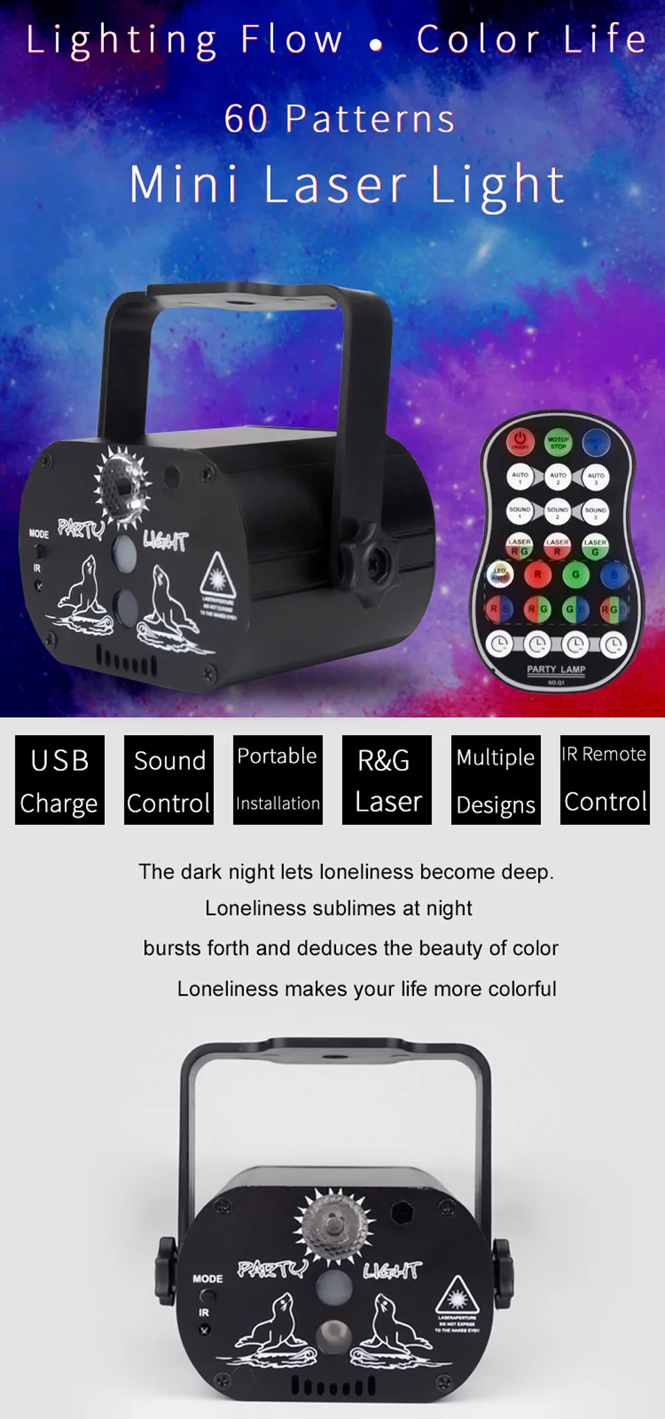 YSH DJ диско светильник ing Effect светодиодный вечерние светильник s Mini USB лазерный Светильник проектор для продажи на свадьбу День рождения