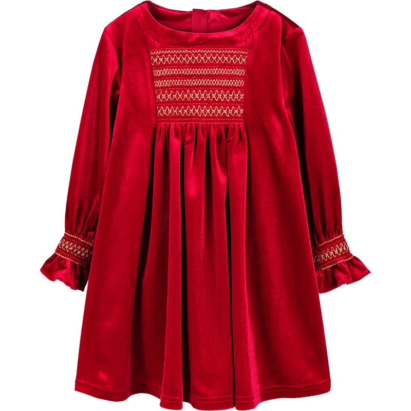 

Baby Girl Smocked Dress Children Velvet Vintage Dresses Infant Birthday Christmas Gown Toddler Girls Handmade Smock Frocks