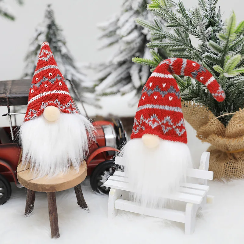

2Pcs Christmas Ornaments Knitted Creative Faceless Old Man Doll Pendant Forest Man Doll Christmas Tree Decoration Accessories