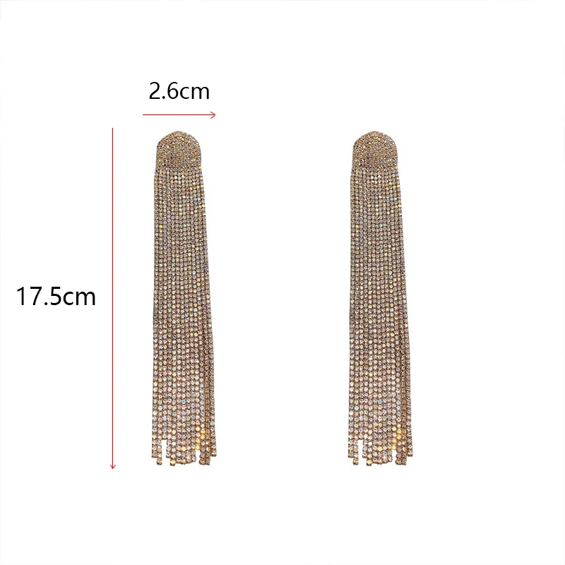 

AINAMEISI simple temperament long earrings with diamond chain tassel full diamond earrings pendant pendant earrings gift