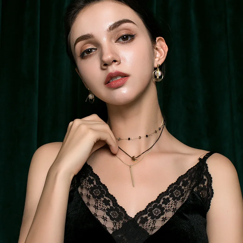 Boho Jewelry Multi Layer Choker Necklaces Women Sexy Fashion Pendant Vintage Lovers Gift Luxury Moon Necklace Female 2109 | Украшения и