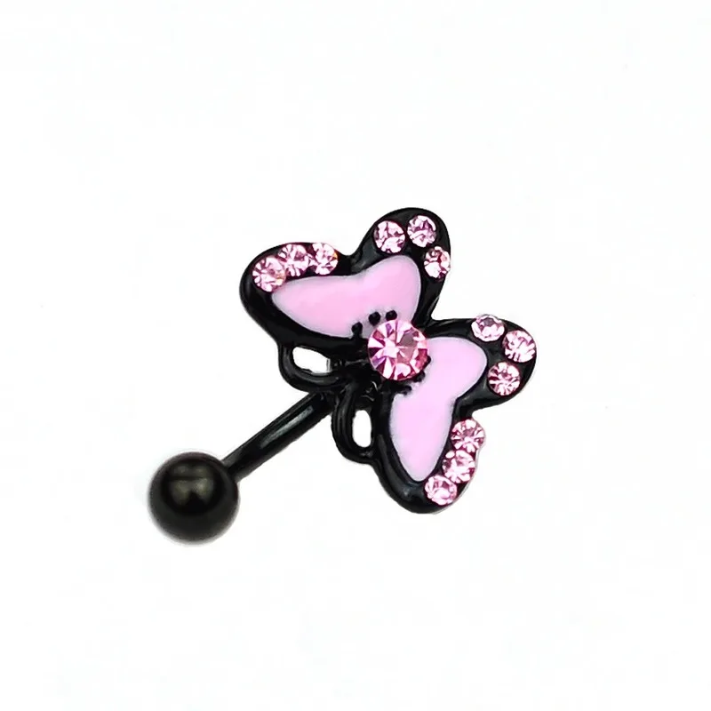 

Black Pink Butterfly Belly Button Rings Anti-allergy Stainless Steel Navelpiercing Sexy Lady Piercing Navel Ring Body Jewelry