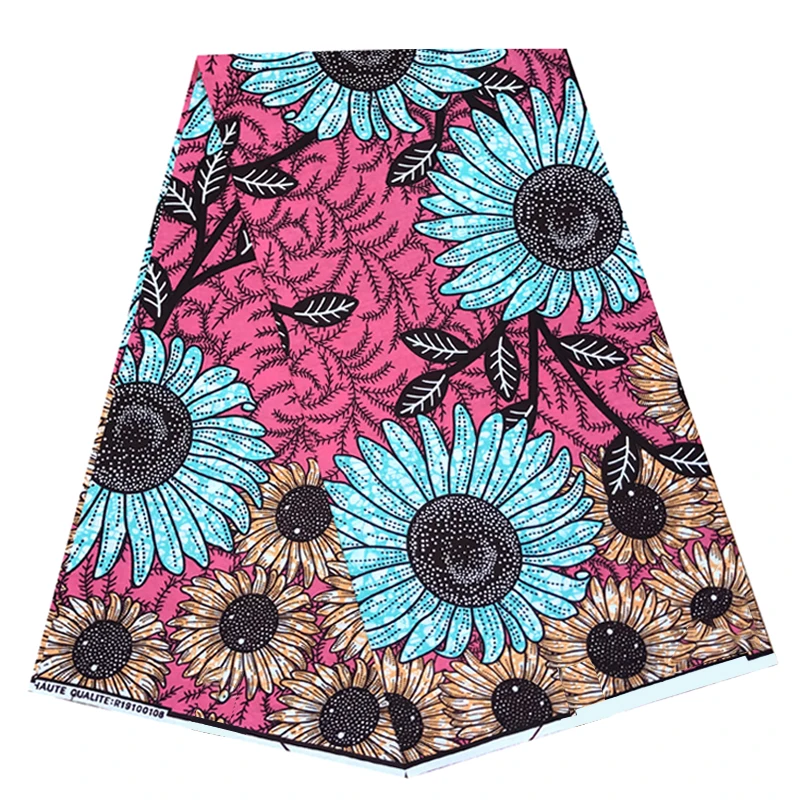 

6 Yards Ankara African Wax Style Dye Printed Fabric 100%Cotton Veritable Best Quality Sewing Material For Wedding Dress R-V 4-95
