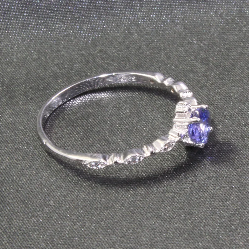 Женское серебряное кольцо с танзанитом серебро 100% пробы 4 мм|Кольца| |