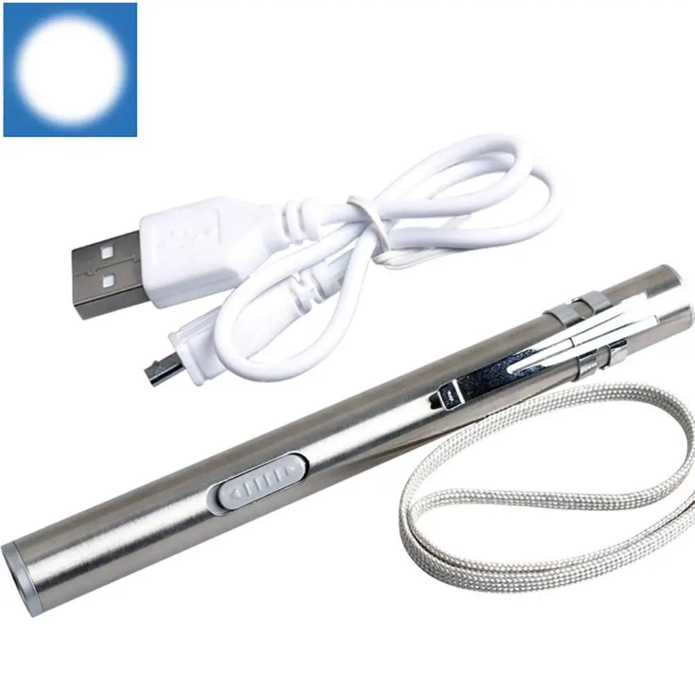 Портативный Non slip USB мини перезаряжаемый фонарик Нержавеющая сталь сильный