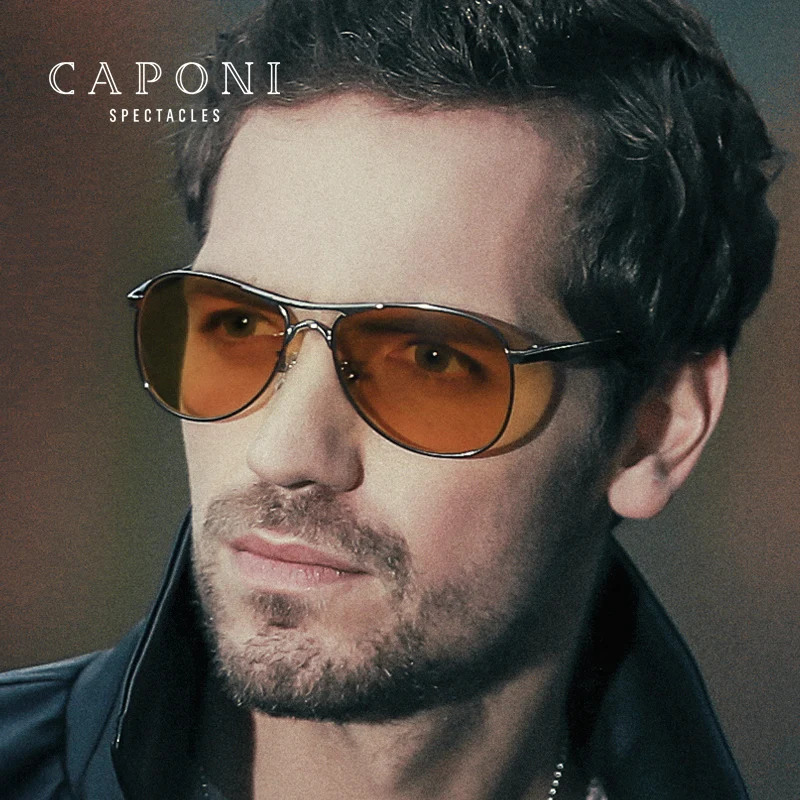 Мужские фотохромные солнцезащитные очки CAPONI винтажные поляризационные для