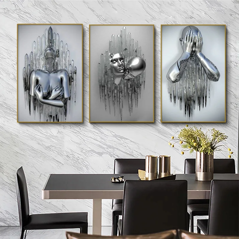 

Metal Figure Statue Art Canvas Painting Romantic Abstract Posters and Prints Wall Pictures Modern Interior Decoration for Home