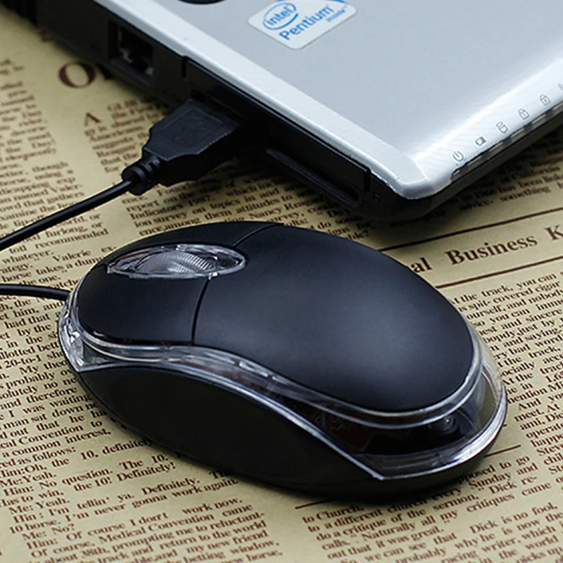 Проводная мышь обтекаемого дизайна компьютерная 3 кнопки простая в