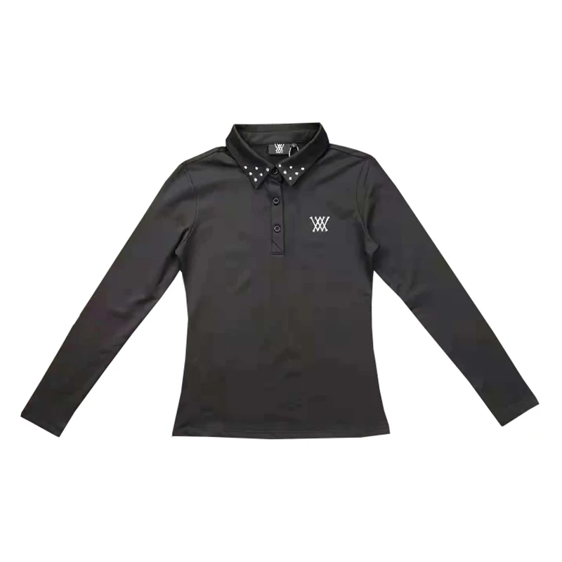 

Spring Autumn Ladies Clothing New Golf Long Sleeve T-Shirt Breathable Quick Dry Leisure Outdoor Sports Black or White POLO Shirt