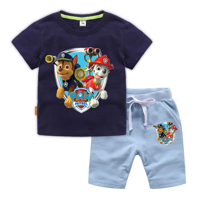 Милый Летний комплект из рубашки с коротким рукавом и штанов для маленьких