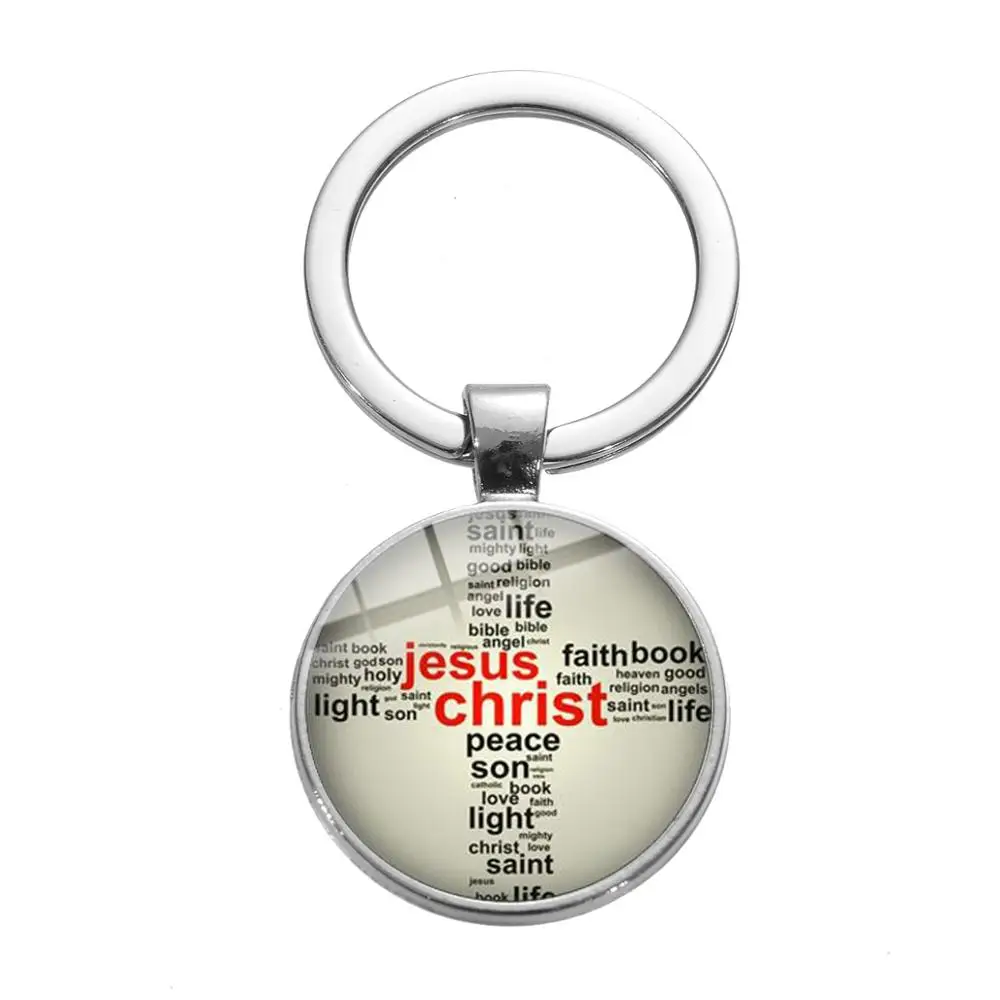 SONGDA рыба с крестом знак Иисуса Брелок-Шарм религиозный Ichthus I Love Jesus Cross Peace glass Photo Dome сувенир-брелок для ключей - Цвет: Style 5