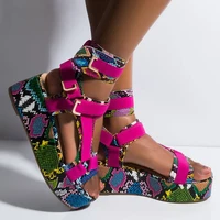 2020 size 43 summer flat platform multi colors snake printed gladiator sandals shoes women sandalias mujer
