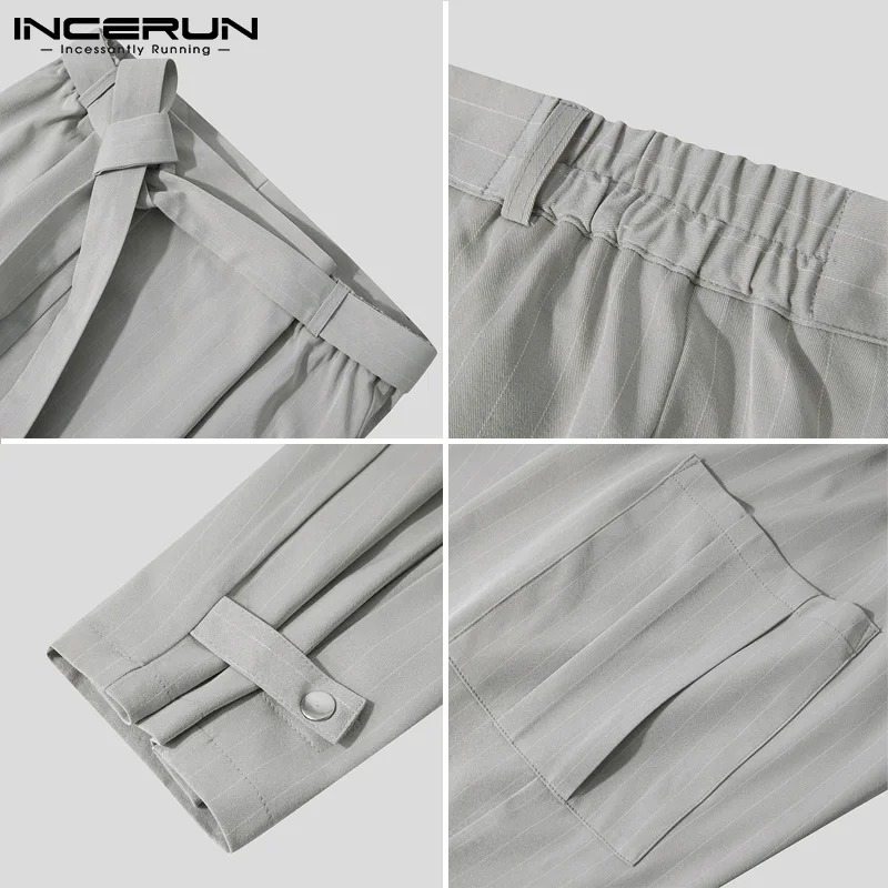 Модные Дизайнерские мужские длинные брюки INCERUN Повседневная Уличная одежда