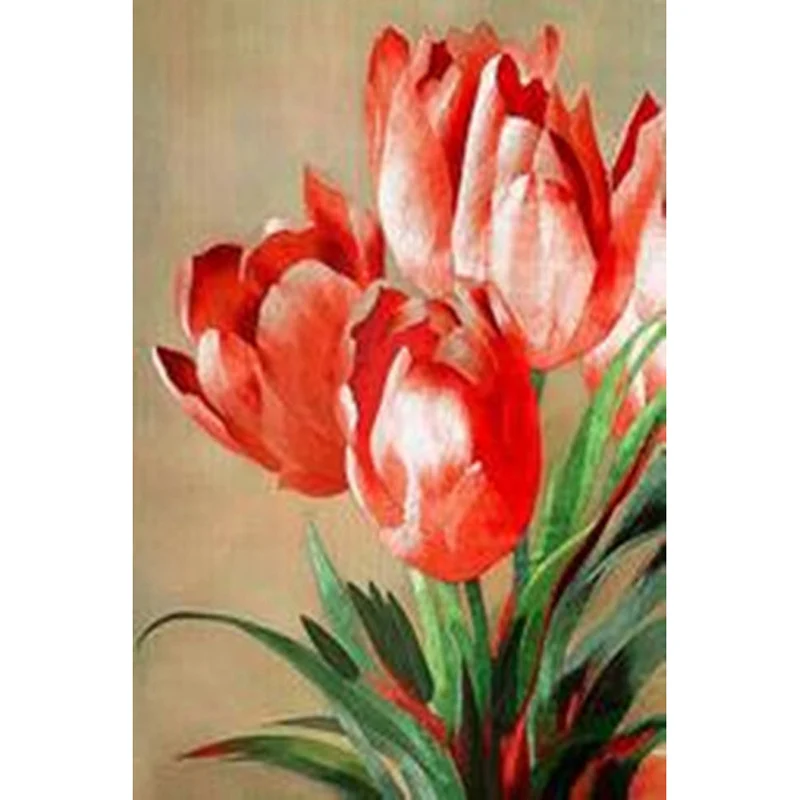 

New Diy Diamond Painting Full Drill Red Tulip Paint With Diamond Embroidery Handicrafts Hotel Decorative Wall Art