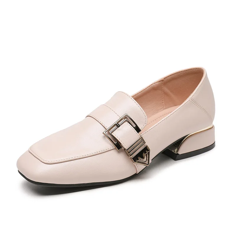 

Korean Version of The Square Toe Mid-heel Large Size Single Shoes Women 2021 Spring and Autumn New Loafers Lazy Two Casual Shoes